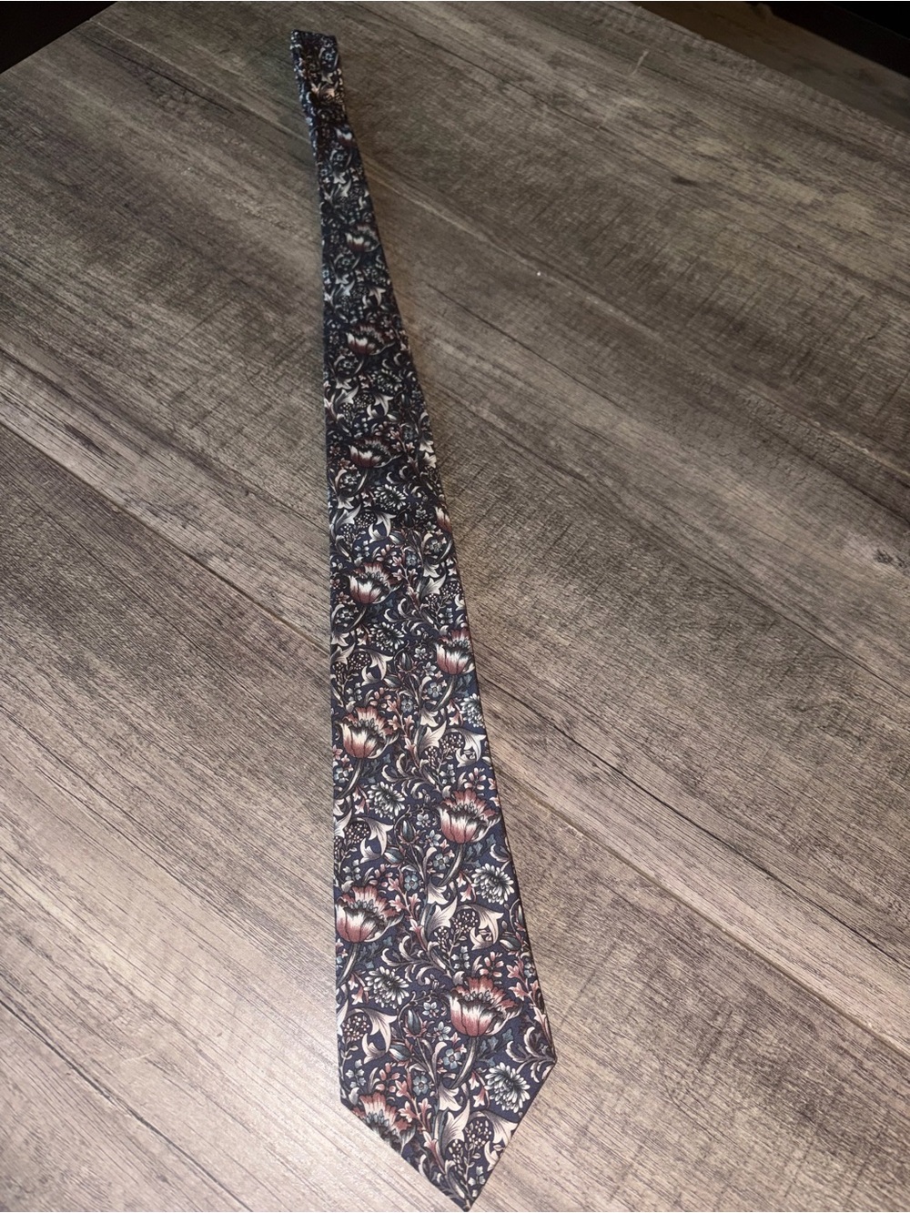 Oscar de la Renta Floral Tie in Navy, Brown and Cream